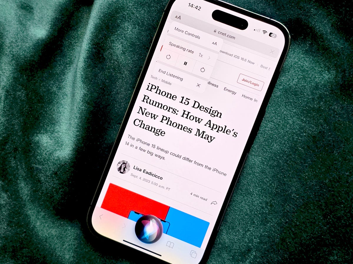 CNET article in Safari on iPhone