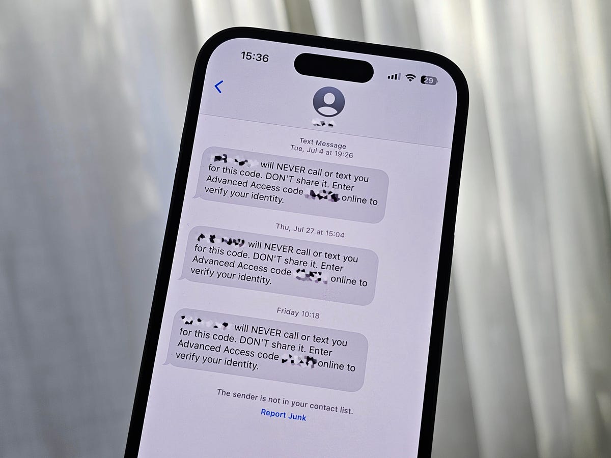 Text message verification codes on iPhone