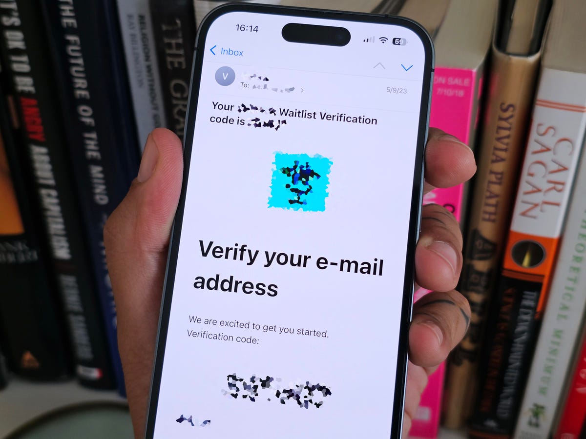 Email verification code on iPhone