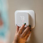 Amazon thermostat set to 73 degrees Fahrenheit