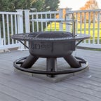 Black Fire pit with silver grill above